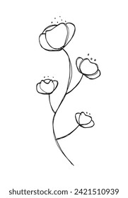 Outline illustration vector image of a flower.
Hand drawn artwork of a flowers.
Simple cute original logo.
Hand drawn vector illustration for posters.