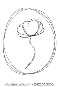 Umfassende Vektorgrafik einer Blume.
Handgezeichnete Kunstwerke von Blumen.
Einfaches, niedliches Originallogo.
Handgezeichnete Vektorgrafik für Poster.