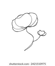 Outline illustration vector image of a flower.
Hand drawn artwork of a flowers.
Simple cute original logo.
Hand drawn vector illustration for posters.