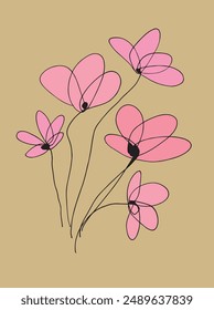 Outline illustration vector image of a flower.
Hand drawn artwork of a flower.
Simple cute original logo.
Hand drawn vector illustration for posters.
