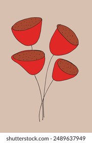 Outline illustration vector image of a flower.
Hand drawn artwork of a flower.
Simple cute original logo.
Hand drawn vector illustration for posters.