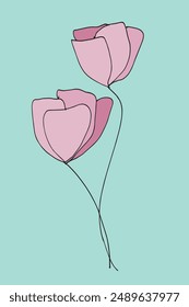 Umriss Illustration Vektorgrafik Bild einer Blume.
Handgezeichnetes Kunstwerk einer Blume.
Einfaches, niedliches Original-Logo.
Handgezeichnete Vektorillustration für Poster.