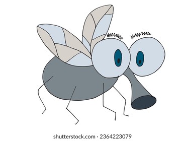 Outline illustration vector image of a fly.
Hand drawn artwork of a fly. 
Simple cute original logo.
Hand drawn vector illustration for posters, cards, t-shirts.