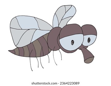 Ilustración de esquema de imagen vectorial de una mosca.
Obra artística de mano de una mosca. 
Simple y lindo logo original.
Ilustración vectorial dibujada a mano para afiches, tarjetas, camisetas.