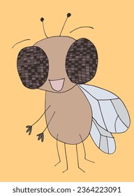 Outline illustration vector image of a fly.
Hand drawn artwork of a fly. 
Simple cute original logo.
Hand drawn vector illustration for posters, cards, t-shirts.