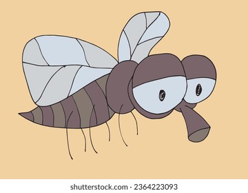 Outline illustration vector image of a fly.
Hand drawn artwork of a fly. 
Simple cute original logo.
Hand drawn vector illustration for posters, cards, t-shirts.