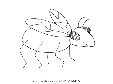 Outline illustration vector image of a fly.
Hand drawn artwork of a fly. 
Simple cute original logo.
Hand drawn vector illustration for posters, cards, t-shirts.