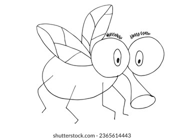 Outline illustration vector image of a fly.
Hand drawn artwork of a fly. 
Simple cute original logo.
Hand drawn vector illustration for posters, cards, t-shirts.