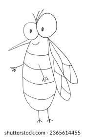 Outline illustration vector image of a fly.
Hand drawn artwork of a fly. 
Simple cute original logo.
Hand drawn vector illustration for posters, cards, t-shirts.