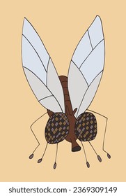 Outline illustration vector image of a fly.
Hand drawn artwork of a fly. 
Simple cute original logo.
Hand drawn vector illustration for posters, cards, t-shirts.
