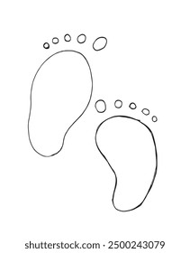 Outline illustration vector image of a footprint.
Hand drawn artwork of a footprint.
Simple cute original logo.
Hand drawn vector illustration for posters.