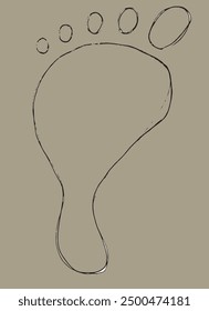 Outline illustration vector image of a footprint.
Hand drawn artwork of a footprint.
Simple cute original logo.
Hand drawn vector illustration for posters.