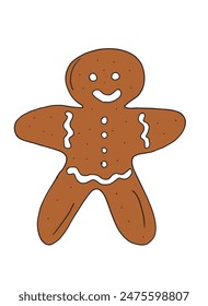 Outline illustration vector image of a gingerbread cookie.
Hand drawn artwork of a gingerbread cookie.
Simple cute original logo.
Hand drawn vector illustration for posters.