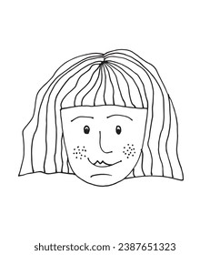 Outline illustration vector image of a girls face.
Hand drawn artwork of woman face silhouette. 
Simple cute original logo.
Hand drawn vector illustration for posters, cards, t-shirts.