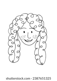 Outline illustration vector image of a girls face.
Hand drawn artwork of woman face silhouette. 
Simple cute original logo.
Hand drawn vector illustration for posters, cards, t-shirts.