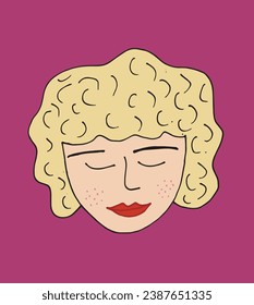 Outline illustration vector image of a girls face.
Hand drawn artwork of woman face silhouette. 
Simple cute original logo.
Hand drawn vector illustration for posters, cards, t-shirts.