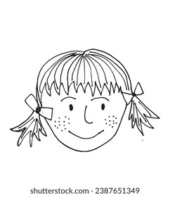 Outline illustration vector image of a girls face.
Hand drawn artwork of woman face silhouette. 
Simple cute original logo.
Hand drawn vector illustration for posters, cards, t-shirts.