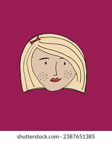 Outline illustration vector image of a girls face.
Hand drawn artwork of woman face silhouette. 
Simple cute original logo.
Hand drawn vector illustration for posters, cards, t-shirts.
