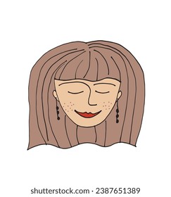 Outline illustration vector image of a girls face.
Hand drawn artwork of woman face silhouette. 
Simple cute original logo.
Hand drawn vector illustration for posters, cards, t-shirts.