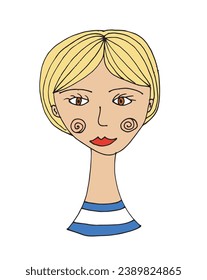 Outline illustration vector image of a girls face.
Hand drawn artwork of woman face silhouette. 
Simple cute original logo.
Hand drawn vector illustration for posters, cards, t-shirts.