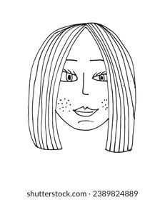 Outline illustration vector image of a girls face.
Hand drawn artwork of woman face silhouette. 
Simple cute original logo.
Hand drawn vector illustration for posters, cards, t-shirts.