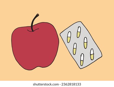 Outline illustration vector image of healthy life.
Hand drawn artwork of healthy living. 
Simple cute original logo.
Hand drawn vector illustration for posters, cards, t-shirts.