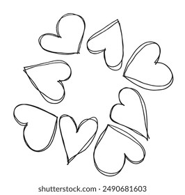 Outline illustration vector image of a heart.
Hand drawn artwork of a heart 
 symbol.
Simple cute original logo.
Hand drawn vector illustration for posters.
