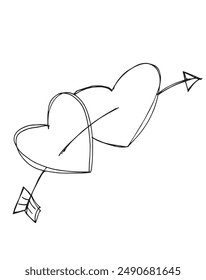 Outline illustration vector image of a heart.
Hand drawn artwork of a heart 
 symbol.
Simple cute original logo.
Hand drawn vector illustration for posters.