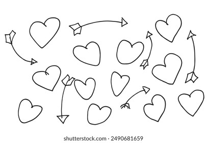 Outline illustration vector image of a heart.
Hand drawn artwork of a heart 
 symbol.
Simple cute original logo.
Hand drawn vector illustration for posters.