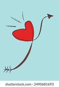 Outline illustration vector image of a heart.
Hand drawn artwork of a heart 
 symbol.
Simple cute original logo.
Hand drawn vector illustration for posters.