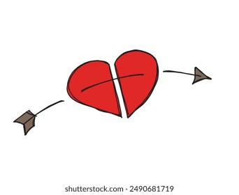 Outline illustration vector image of a heart.
Hand drawn artwork of a heart 
 symbol.
Simple cute original logo.
Hand drawn vector illustration for posters.