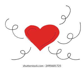 Outline illustration vector image of a heart.
Hand drawn artwork of a heart 
 symbol.
Simple cute original logo.
Hand drawn vector illustration for posters.