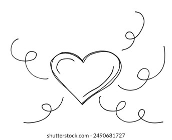 Outline illustration vector image of a heart.
Hand drawn artwork of a heart 
 symbol.
Simple cute original logo.
Hand drawn vector illustration for posters.