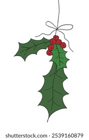 Outline illustration vector image of a holly.
Hand drawn artwork of a holly.
Simple cute original logo.
Hand drawn vector illustration for posters.