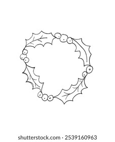 Outline illustration vector image of a holly.
Hand drawn artwork of a holly.
Simple cute original logo.
Hand drawn vector illustration for posters.