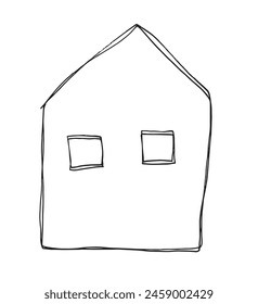 Outline illustration vector image of a house.
Hand drawn artwork of a house.
Simple cute original logo.
Hand drawn vector illustration for posters.