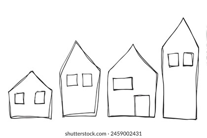 Outline illustration vector image of a house.
Hand drawn artwork of a house.
Simple cute original logo.
Hand drawn vector illustration for posters.