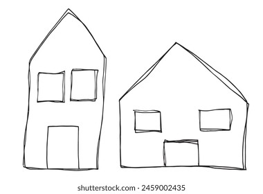 Ilustración de contorno Imagen de Vector de una casa.
Obra de arte dibujada a mano de una casa.
Simple lindo logotipo original.
Ilustración vectorial dibujada a mano para carteles.
