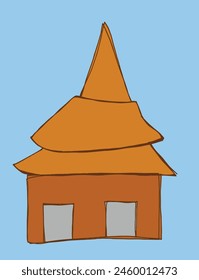 Outline illustration vector image of a house.
Hand drawn artwork of a house.
Simple cute original logo.
Hand drawn vector illustration for posters.
