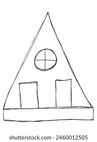 Outline illustration vector image of a house.
Hand drawn artwork of a house.
Simple cute original logo.
Hand drawn vector illustration for posters.
