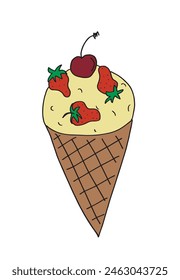 Outline illustration vector image of an ice cream.
Hand drawn artwork of an ice cream.
Simple cute original logo.
Hand drawn vector illustration for posters.