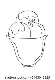 Umriss Illustration Vektorgrafik Bild eines Eises.
Handgezeichnetes Kunstwerk eines Eiscremes.
Einfaches, niedliches Original-Logo.
Handgezeichnete Vektorillustration für Poster.