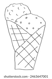 Umriss Illustration Vektorgrafik Bild eines Eises.
Handgezeichnetes Kunstwerk eines Eiscremes.
Einfaches, niedliches Original-Logo.
Handgezeichnete Vektorillustration für Poster.