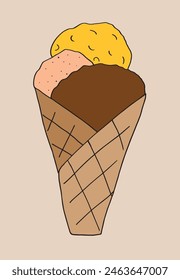 Outline illustration vector image of an ice cream.
Hand drawn artwork of an ice cream.
Simple cute original logo.
Hand drawn vector illustration for posters.