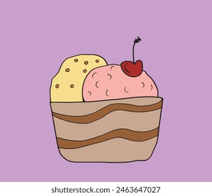 Outline illustration vector image of an ice cream.
Hand drawn artwork of an ice cream.
Simple cute original logo.
Hand drawn vector illustration for posters.