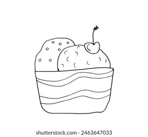 Outline illustration vector image of an ice cream.
Hand drawn artwork of an ice cream.
Simple cute original logo.
Hand drawn vector illustration for posters.