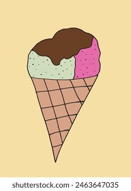 Outline illustration vector image of an ice cream.
Hand drawn artwork of an ice cream.
Simple cute original logo.
Hand drawn vector illustration for posters.