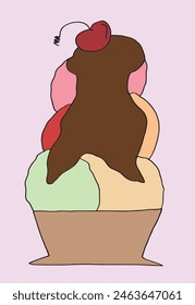 Outline illustration vector image of an ice cream.
Hand drawn artwork of an ice cream.
Simple cute original logo.
Hand drawn vector illustration for posters.