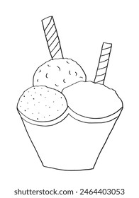 Outline illustration vector image of an ice cream.
Hand drawn artwork of an ice cream.
Simple cute original logo.
Hand drawn vector illustration for posters.
