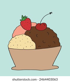 Outline illustration vector image of an ice cream.
Hand drawn artwork of an ice cream.
Simple cute original logo.
Hand drawn vector illustration for posters.